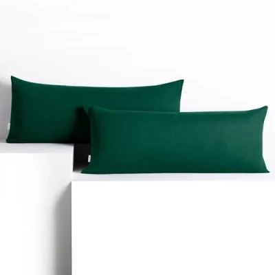Abbildung von DecoKing 2 Kissenbezüge 40x120 cm Jersey Baumwolle Reißverschluss flaschengrün Amber