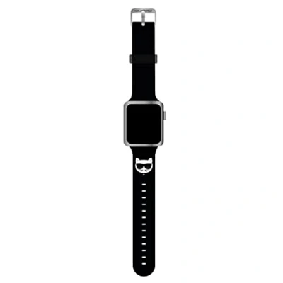 Abbildung von Karl Lagerfeld KLAWLSLCK Riemen an Apple Watch 42/44/45mm schwarz Silicone Choupette Heads