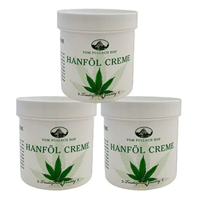 Abbildung von Iloda® 3x 250ml Hanföl Creme vom Pullach Hof, Hanfcreme, Hanfbalsam, Hanf creme, mit reinem für geschmeidig weiche Haut