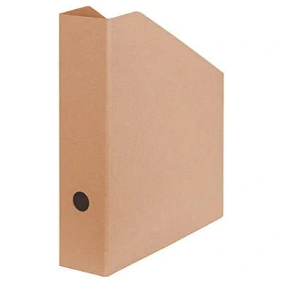 Abbildung von Original Falken Vegan Stehsammler Pure Nature. Made in Germany. Brauner Zeitschriftensammler aus unbehandeltem Karton für DIN A4/C4 7,5 cm breit genietet, Griffloch