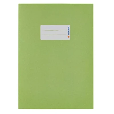 Abbildung von HERMA 5508 Heftumschlag A5 Papier Hellgrün, Hefthülle mit Beschriftungsfeld aus extrem kräftigen &amp; satten Farben, Heftschoner für Schulhefte, farbig