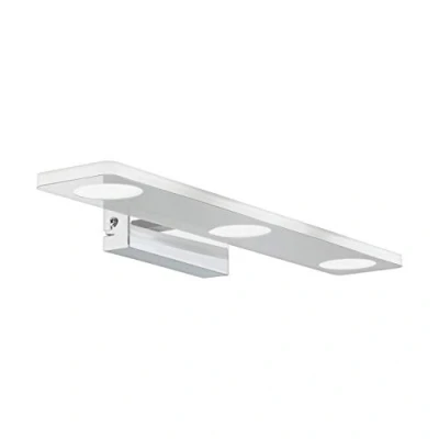 Abbildung von EGLO LED Wandlampe Cabus, Wandleuchte, Spiegelleuchte aus Metall und satiniertem Kunststoff, Badezimmer Lampe in Chrom, Feuchtraumleuchte warmweiß, IP44, L 45 cm