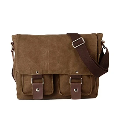 Abbildung von Neuleben Kameratasche Schultertasche mit abnehmbarem Kamerafach Vintage klein Umhängetasche Canvas für Damen/Herren (Braun)