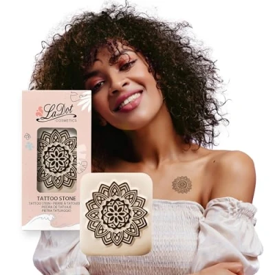 Abbildung von LaDot Tattoo für Kinder und Erwachsene, temporäre hautfreundliche fake Tattoos, Stempel ohne Nadeln Körper Arm, wasserfest, Keramikstempel Mandala
