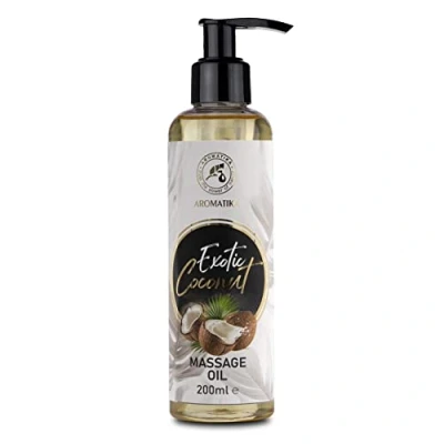 Abbildung von Massageöl Kokos 200ml Körperöl mit Kokosöl und Mandelöl Traubenkernöl Pfirsichkernöl Jojobaöl Kokosduft Massage Öl für alle Hauttypen Entspannungsöl