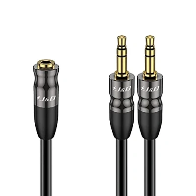 Abbildung von J&amp;D 3,5 mm zu Dual Kabel, Vergoldet Joint Kupfergehäuse Heavy Duty 3,5mm 1/8 TRS Weiblich auf 2 x Männlich Y Splitter Audio Adapter Kabel 0,6 Meter