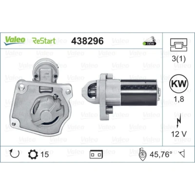 Abbildung von VALEO 438296 Anlasser 12 1,8 15 NEW STOP&amp;START ORIGINAL PART PEUGEOT: Partner II Tepee, 5008 I, 308 SW 2