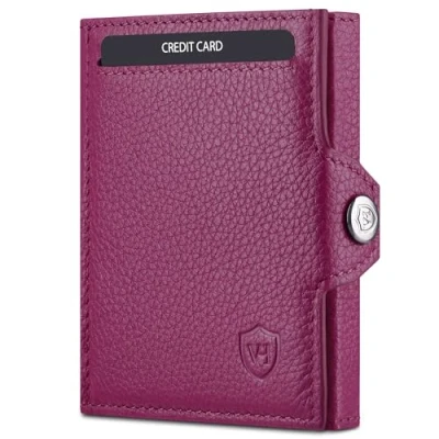 Abbildung von VON HEESEN Slim Wallet mit RFID Schutz Mini Geldbörse Herren &amp; Damen klein Kreditkartenetui Geldklammer Kartenetui Geldbeutel Portmonee Portemonnaie (Pink)