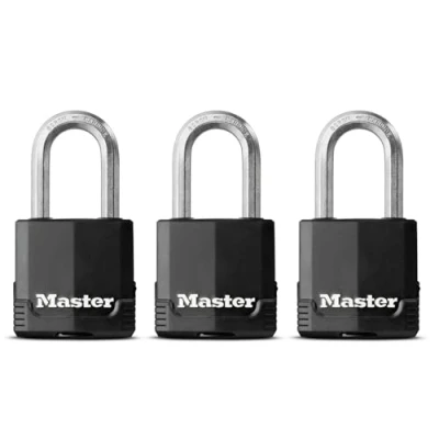 Abbildung von MASTER LOCK Hochleistungsvorhängeschloss [Schlüssel] [Beschichteter laminierter Stahl] [Wetterfest] M115EURTRILF Ideal für Lagerräume, Garagen etc.