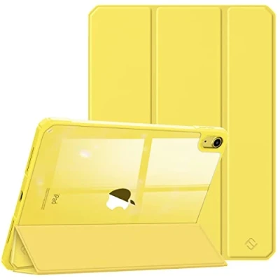 Abbildung von Fintie Hybrid Hülle für iPad 10. Generation 2022, 10.9 Ultradünn Schutzhülle mit transparenter Rückseite Abdeckung Cover Auto Schlaf/Wach, Gelb