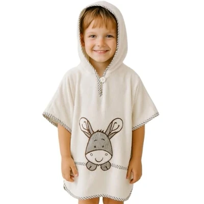 Abbildung von Morgenstern Badeponcho Kinder Baby Mädchen Jungen 100% Baumwolle OEKO TEX Babybadetuch Kapuzenhandtuch Bademantel Frottee Esel