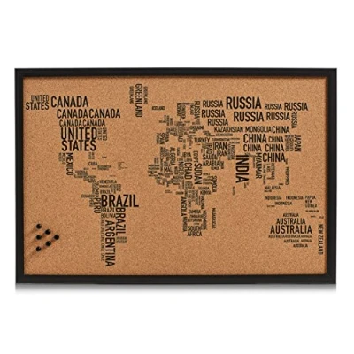 Abbildung von Zeller Present Pinnwand »World Letters«, rechteckig, aus Kork, Motiv Weltkarte