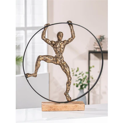 Abbildung von Casablanca große Deko Figur Skulptur XXL Dekofigur aus Aluminium Holz Farbe: Bronze Schwarz Dekoration Wohnzimmer Geschenk Motivation Höhe 45 cm
