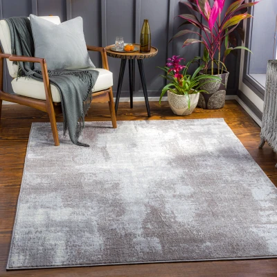 Abbildung von Surya Helsinki Wohnzimmer Teppich modern Abstrakt Design in Marmor Optik für Wohnzimmer, Esszimmer, Schlafzimmer groß, weicher Kurzflor 160x220 cm Taupe, Grau und Creme