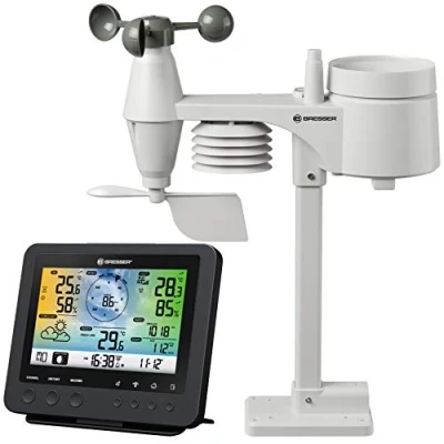 Abbildung von Bresser Wetterstation Funk 5 in 1 schwarz, mit WLAN &amp; Farb Display, Außensensor für Temperatur, Luftfeuchtigkeit, Wind, Luftdruck, Niederschlag