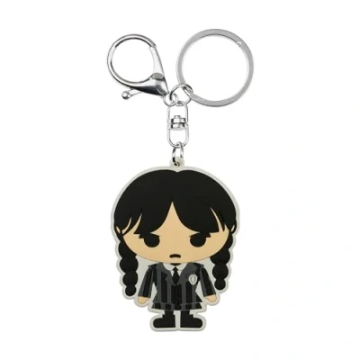 Abbildung von Wednesday Chibi Brand Schlüsselanhänger, Schwarz, 6,2 x 4,9 cm