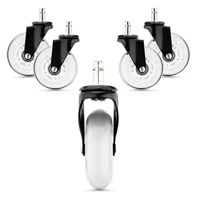 Abbildung von kwmobile Bürostuhl Rollen 5er Set Hartbodenrollen für Schreibtischstuhl 10mm x 22mm Stuhlrollen Parkett Bodenschutzrollen schwarz transparent