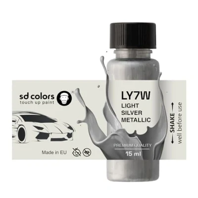 Abbildung von SD COLORS LY7W Ausbesserungslack, 15 ML, Reparatur Pinsel, Farbcode LY7W, helles Silber Metallic (Farbe)