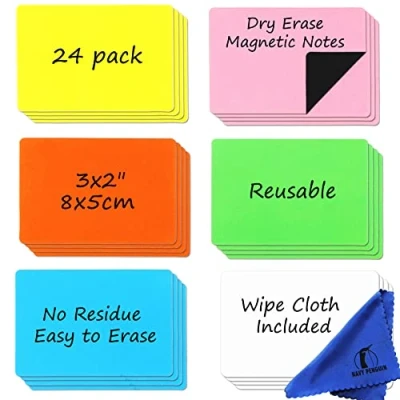 Abbildung von Kühlschrank Scrum Magnete Beschreibbar 24 Stück 7.5x5cm Whiteboard Magnetische Etiketten Magnetstreifen Kleine Magnetsschilder zum Beschriften für Zuhause, Büro, Kanban und Schule