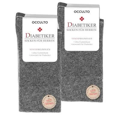 Abbildung von Occulto 10 Paar Diabetikersocken für Herren ohne Naht Gummibund aus Baumwolle Grau 39 42
