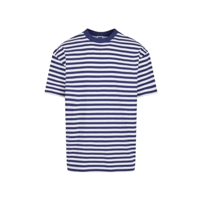 Abbildung von Urban Classics Regular Stripe Tshirt print, Herren, Größe: 3XL, White darkblue