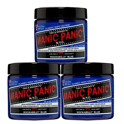Abbildung von Manic Panic Rockabilly Blue Classic Creme, vegan, tierversuchsfrei, semipermanente Haarfarbe, 3 x 118 ml