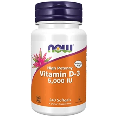 Abbildung von Now Foods, Vitamin D3 Depot, 5.000IU, Cholecalciferol, Hochdosiert, 1 Kapsel alle 5 Tage, 240 Weichkapseln, Laborgeprüft, Sojafrei, Glutenfrei, Ohne Gentechnik