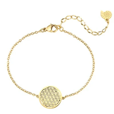 Abbildung von Happiness Boutique Damen Blume des Lebens Armband in Gold Lebensblume Armkette Edelstahlschmuck