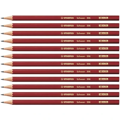 Abbildung von Bleistift STABILO Schwan in rot Härtegrad HB 12er Pack