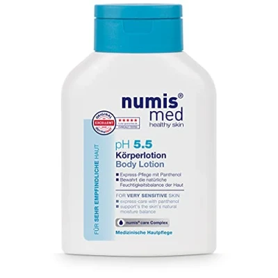 Abbildung von numis med Bodylotion ph 5.5 Hautberuhigende Körperlotion für sehr empfindliche &amp; sensible Haut vegane Hautpflege ohne Silikone, Parabene Mineralöl Lotion (1x 200 ml)