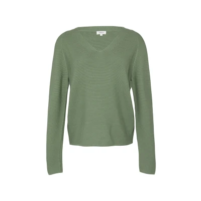 Abbildung von s.Oliver Pflegeleichter AUS MIT Vausschnitt Strickpullover, Damen, Größe: 36, Olivgrün