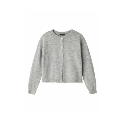 Abbildung von NAME IT Mädchen Nlflodet Ls Short Knit Cardigan Noos Strickjacke, Light Grey Melange/Detail:14 0405, 134 140 EU