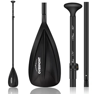 Abbildung von Overmont Stand Up Paddling Stechpaddel SUP Teleskop Paddel 165cm 215cm Verstellbar Zerlegbar Aluminum für Kajakfahren KanufahrenBoard Surfboard