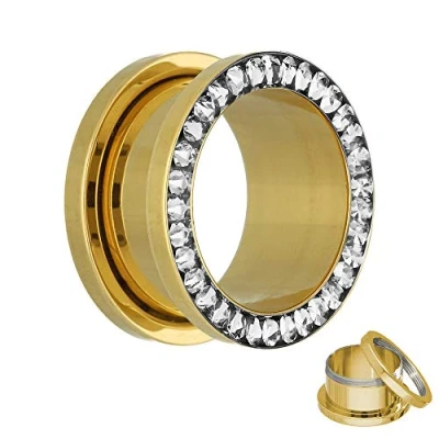 Abbildung von Flesh Tunnel Gold Kristall Klar Schutzschicht 8 mm