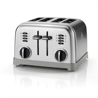 Abbildung von Cuisinart 4 Scheiben Toaster Breite Schlitze, ideal für dickes Brot und Bagels 6 Bräunungsstufen plus Abtauung High Lift Hebel Passender Wasserkocher erhältlich Edelstahl