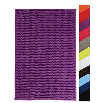 Abbildung von MSV Badteppich Badvorleger Duschvorleger Chenille Hochflor Badematte 40x60 cm Violett/Lila