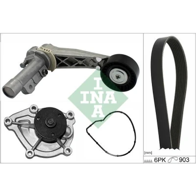 Abbildung von INA 529 0504 30 Wasserpumpe + Keilrippenriemensatz mit Generatorfreilauf prüfen und ggf. erneuern PEUGEOT: 207 CC