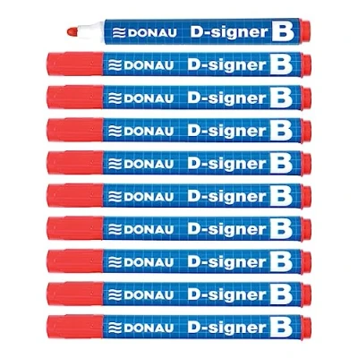 Abbildung von DONAU D Signer B Tafel Marker Whiteboard Boardmarker / 10 Stück/Rot/Rundspitze 2 4 mm/Trocknungsbeständig bis zu 72 Stunden ohne Kappe/Nicht Toxische Tinte