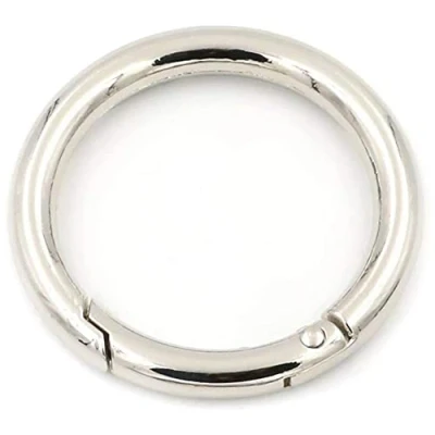 Abbildung von 2 x Karabinerring mit Federöffnung, O Ring, rund, Schnappverschluss, Schlüsselanhänger, silber, 25 mm