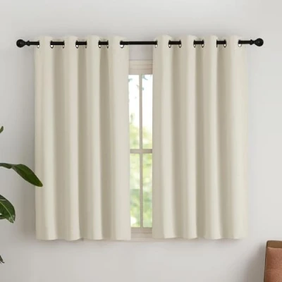 Abbildung von NICETOWN Fenstergardinen Blickdicht Beige Verdunkelungsvorhang Ösen Gardinen für Kleine Fenster Blickdichter Vorhang mit Vorhänge Schlafzimmer Thermal Curtains,Hellbeige H145 x B140 cm