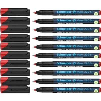 Abbildung von Schneider Maxx 220 S Universal Marker (permanent, Cap Off Ink, 0,4 mm) 10er Packung rot
