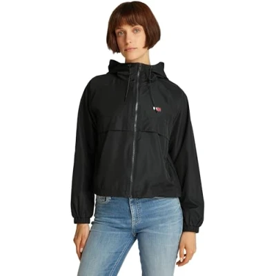 Abbildung von Tommy Jeans Essential Windbreaker Outdoorjacke, Damen, Größe: XL/XXL, Black
