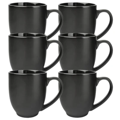 Abbildung von Schramm® Kaffeetassen Set schwarz aus Porzellan wählbar 2, 4 oder 6 Stück 460 ml Kaffeebecherset Kaffeebecher Keramik mit Henkel 2er, 4er 6er Set, Anzahl:6