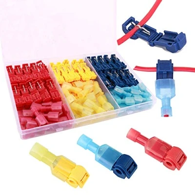 Abbildung von QitinDasen 110Pcs (55 Pairs) Premium T Abzweigverbinder Schnellverbinder Set, + Vollisolierter Flachstecker, Tap Elektrische Steckverbinder (Rot 40Pcs, Blau Gelb 30Pcs)