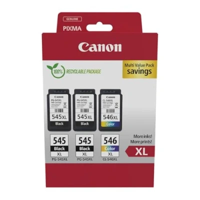 Abbildung von Canon Originaltinte PG 545XL x 2 / CL 546XL (3 Tintenpatronen; 2X Schwarz XL + 1x Farbe XL) Multipack