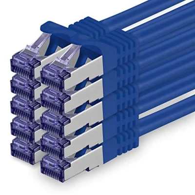 Abbildung von Cat.7 Netzwerkkabel 5m Blau 10 Stück Cat7 Patchkabel (SFTP/PIMF/LSZH) Rohkabel Gb/s mit Rj 45 Stecker Cat.6a x 5 Meter