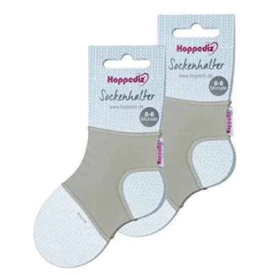 Abbildung von Hoppediz Unisex Baby 2 er Set Sockenhalter Socken, 0 6 Monate, grau, Einheitsgröße (2er Pack)