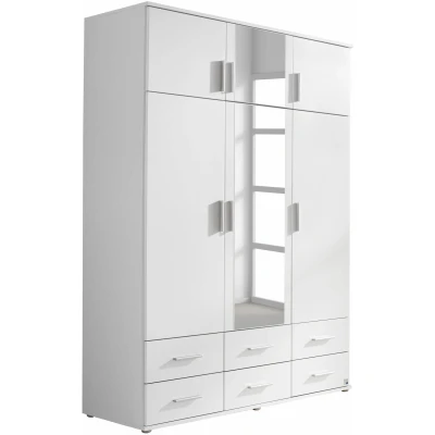 Abbildung von Rauch Möbel Kemi Schrank Drehtürenschrank Kleiderschrank in Weiß mit Spiegel und 6 Schubladen türig, inklusive Zubehörpaket Basic 1 Kleiderstange, 3 Einlegeböden BxHxT 136 x 194 53 cm