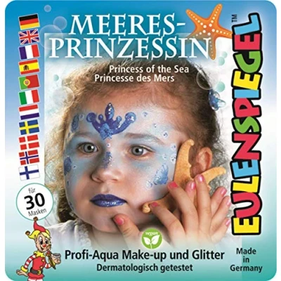 Abbildung von Eulenspiegel 204535 Motiv Set Meeresprinzessin, 3 Farben, 1 Glitzer, Pinsel, Anleitung, für ca. 30 Masken, Karneval, Motto Party