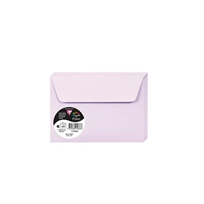 Abbildung von Clairefontaine 5866C Packung mit 20 Umschläge Pollen, Format C6, 114 x 162mm, 120g, ideal für Einladungen und Korrespondenz, Flieder, 1 Pack